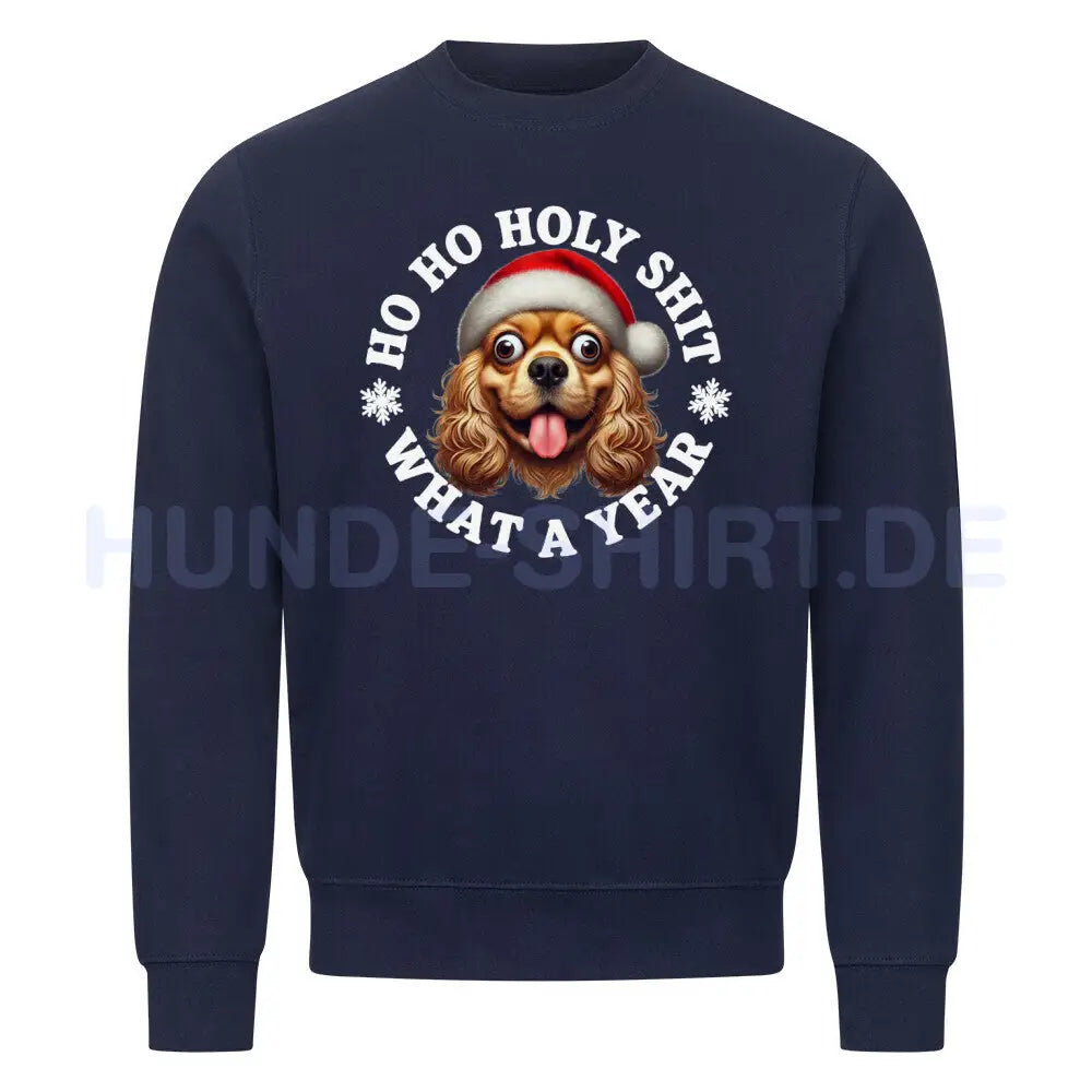 Premium Sweatshirt "Cocker Spaniel - HO HO..." Navy Blue – hunde-shirt.de