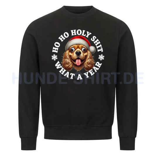 Premium Sweatshirt "Cocker Spaniel - HO HO..." Schwarz – hunde-shirt.de