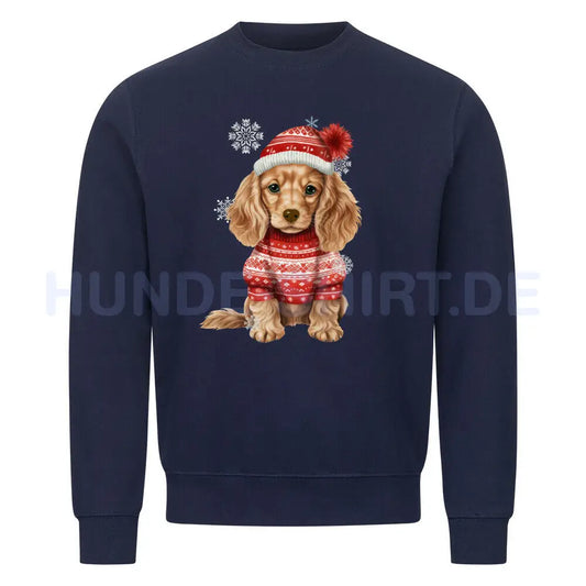 Premium Sweatshirt "Cocker Winter" Navy Blue – hunde-shirt.de