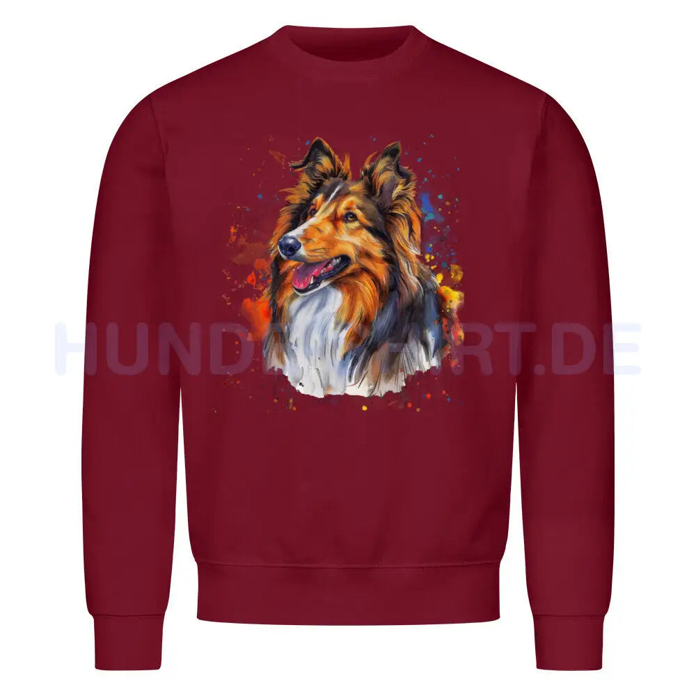 Premium Sweatshirt "Collie - ART" Burgunder – hunde-shirt.de