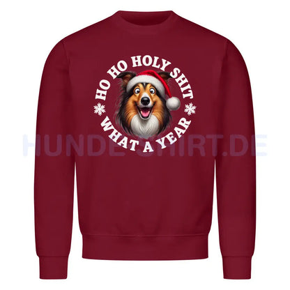 Premium Sweatshirt "Collie - HO HO..." Burgunder – hunde-shirt.de