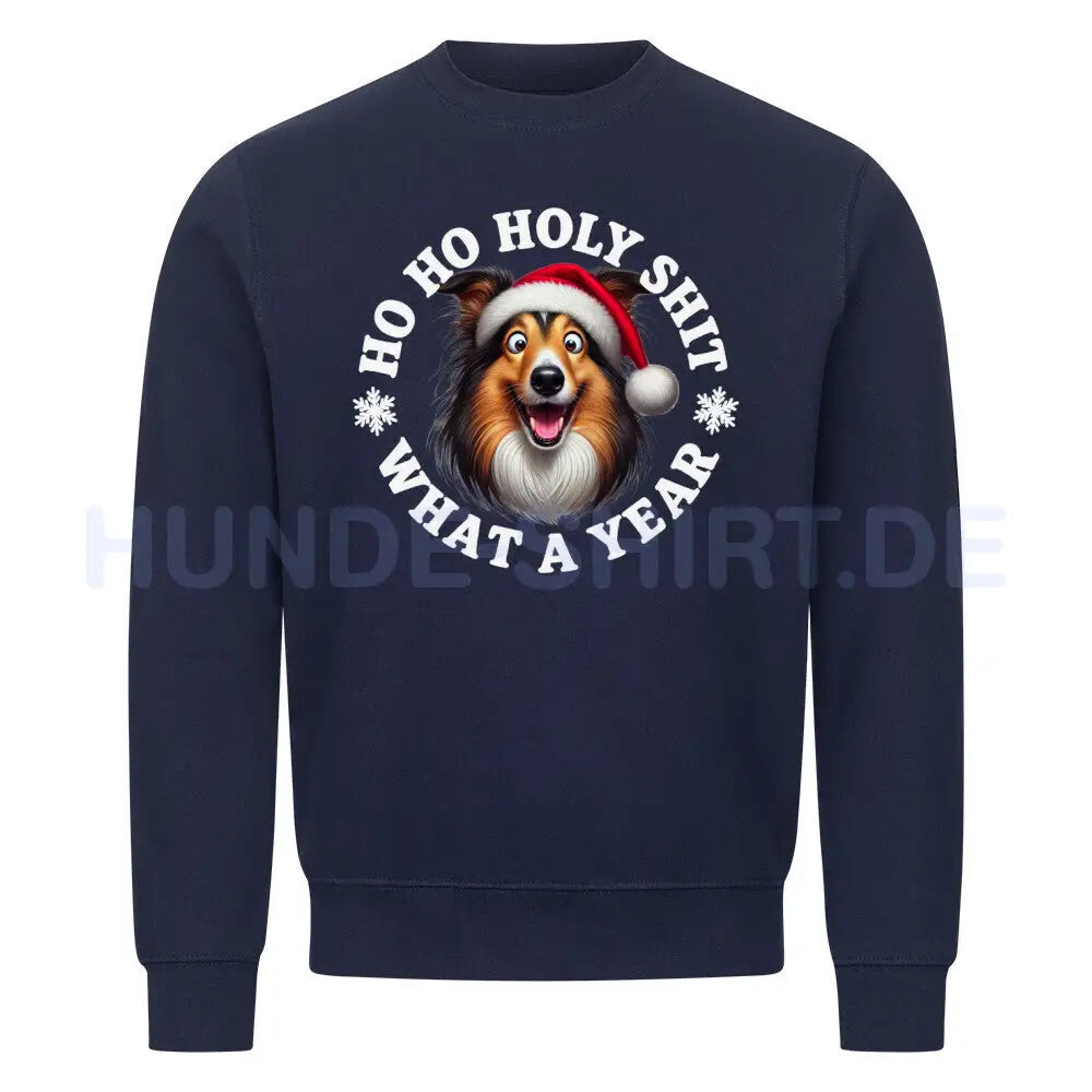 Premium Sweatshirt "Collie - HO HO..." Navy Blue – hunde-shirt.de