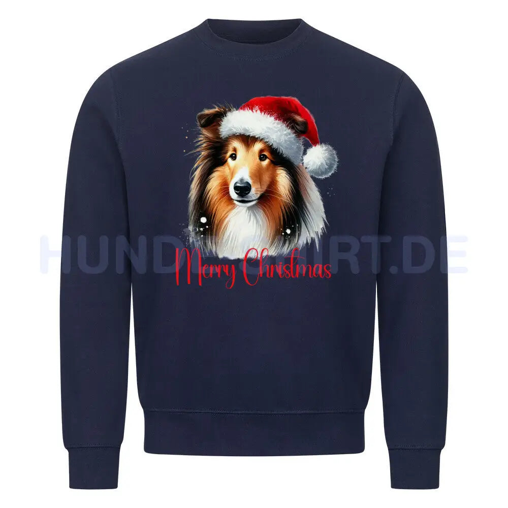 Premium Sweatshirt "Collie - Merry Christmas" Navy Blue – hunde-shirt.de