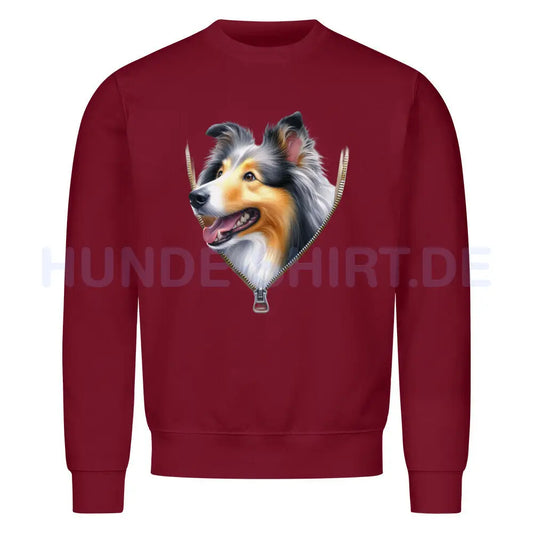 Premium Sweatshirt "Collie Zipper" Burgunder – hunde-shirt.de