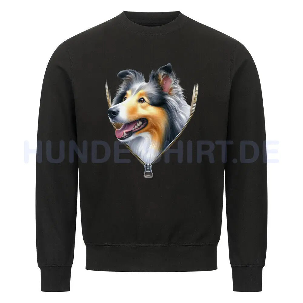 Premium Sweatshirt "Collie Zipper" Schwarz – hunde-shirt.de