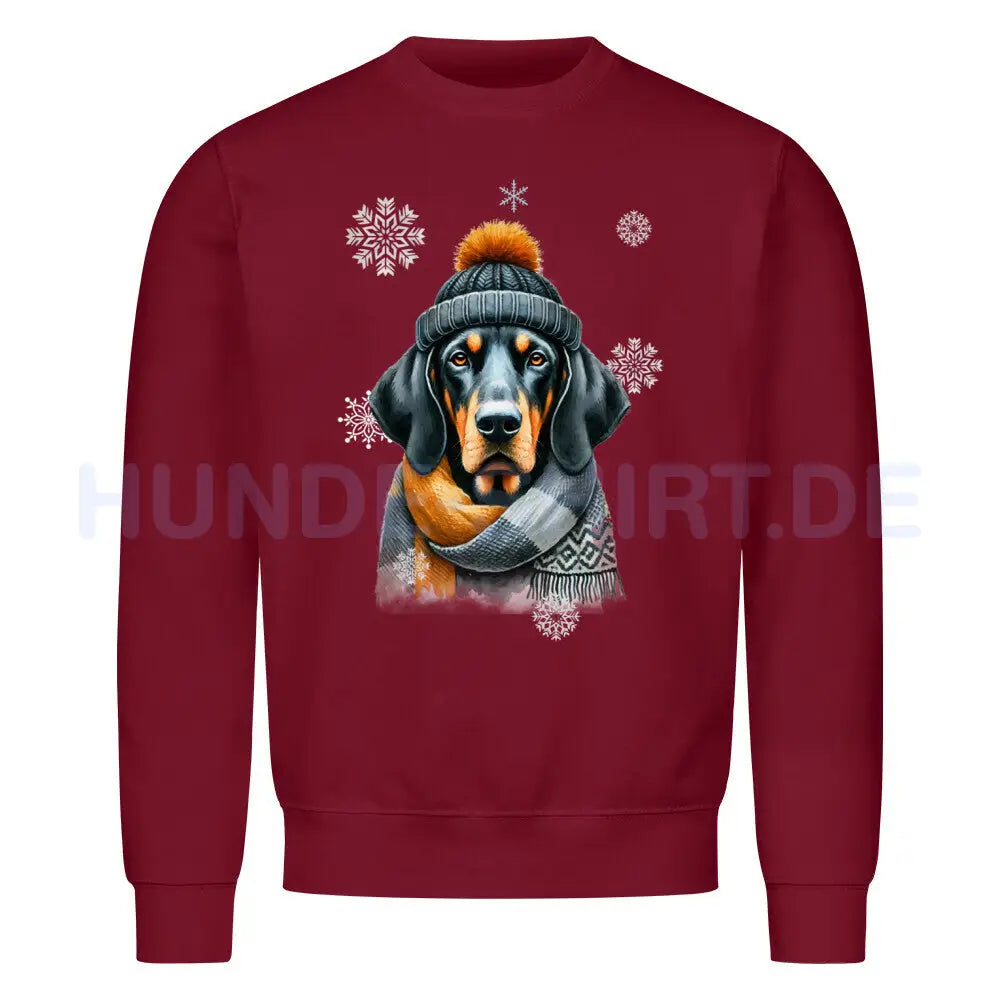 Premium Sweatshirt "Coonhound Winter" Burgunder – hunde-shirt.de