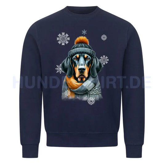 Premium Sweatshirt "Coonhound Winter" Navy Blue – hunde-shirt.de