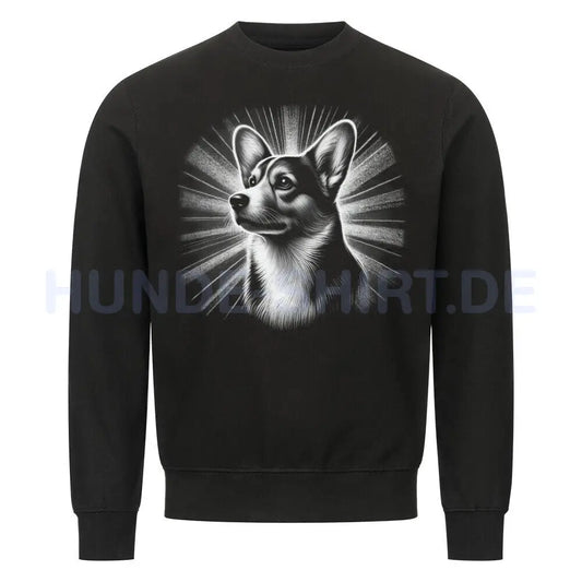 Premium Sweatshirt "Corgi Cardigan - Shine" Schwarz – hunde-shirt.de