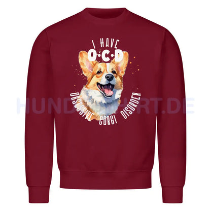 Premium Sweatshirt "Corgi - OCD" Burgunder – hunde-shirt.de