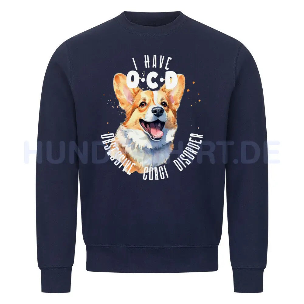 Premium Sweatshirt "Corgi - OCD" Navy Blue – hunde-shirt.de