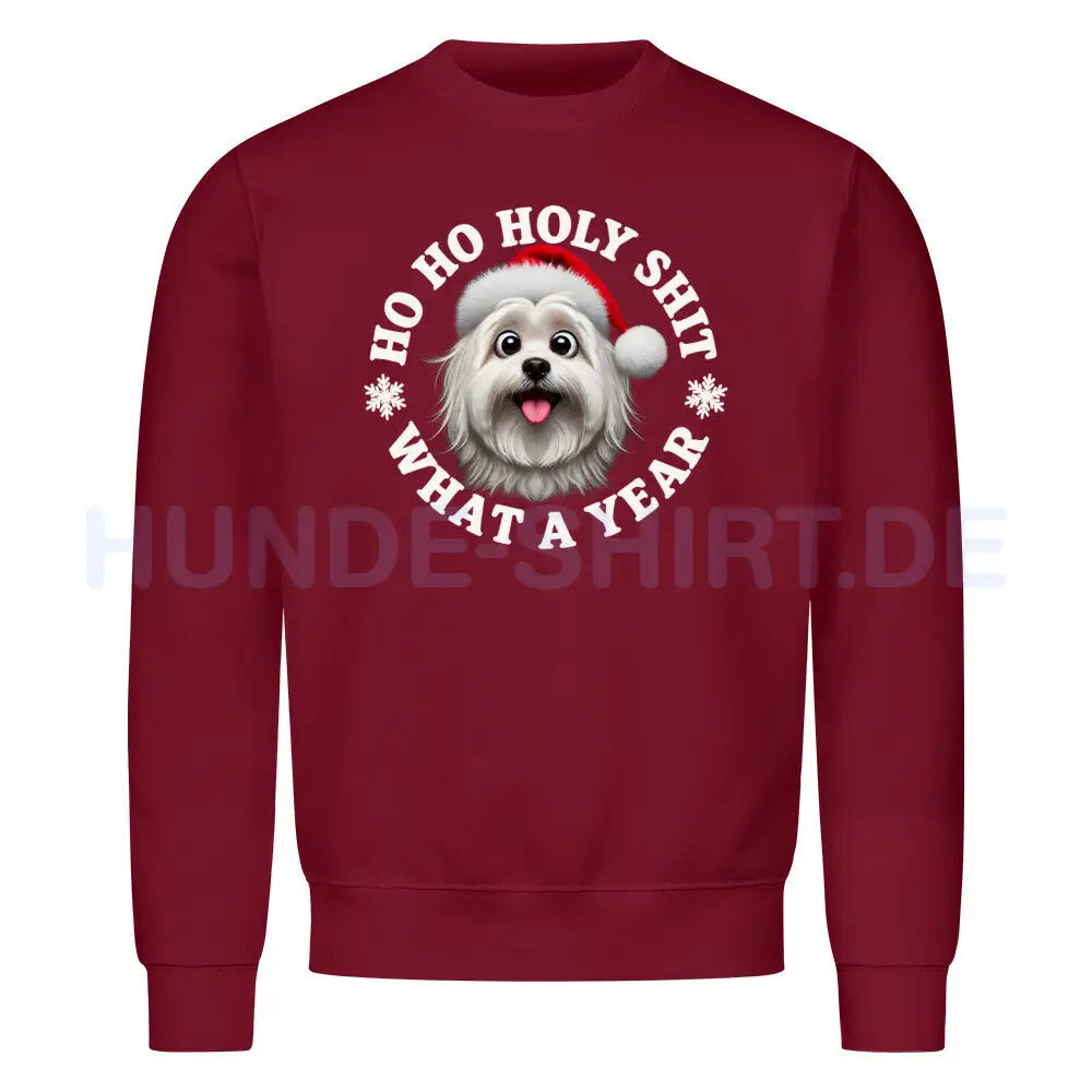 Premium Sweatshirt "Coton de Tuléar - HO HO..." Burgunder – hunde-shirt.de