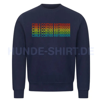 Premium Sweatshirt "Curly Coated Retriever - RETRO" Navy Blue – hunde-shirt.de