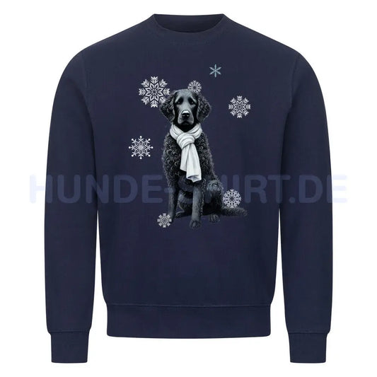 Premium Sweatshirt "Curly Coated Retriever Winter" Navy Blue – hunde-shirt.de