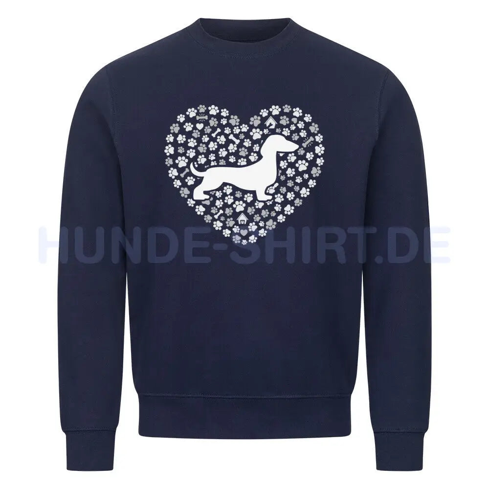 Premium Sweatshirt "Dackel Herz" Navy Blue – hunde-shirt.de