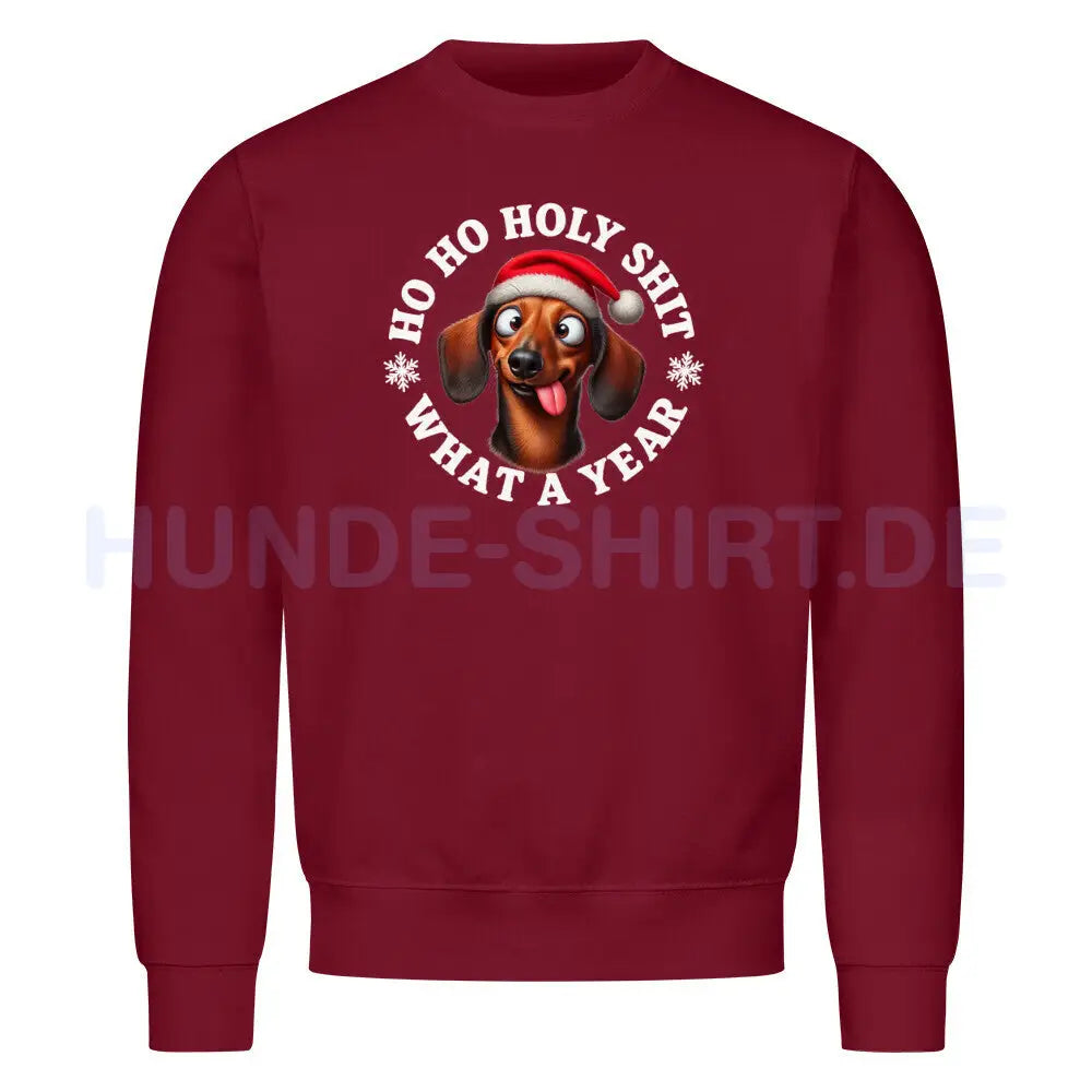 Premium Sweatshirt "Dackel - HO HO..." Burgunder – hunde-shirt.de