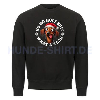 Premium Sweatshirt "Dackel - HO HO..." Schwarz – hunde-shirt.de