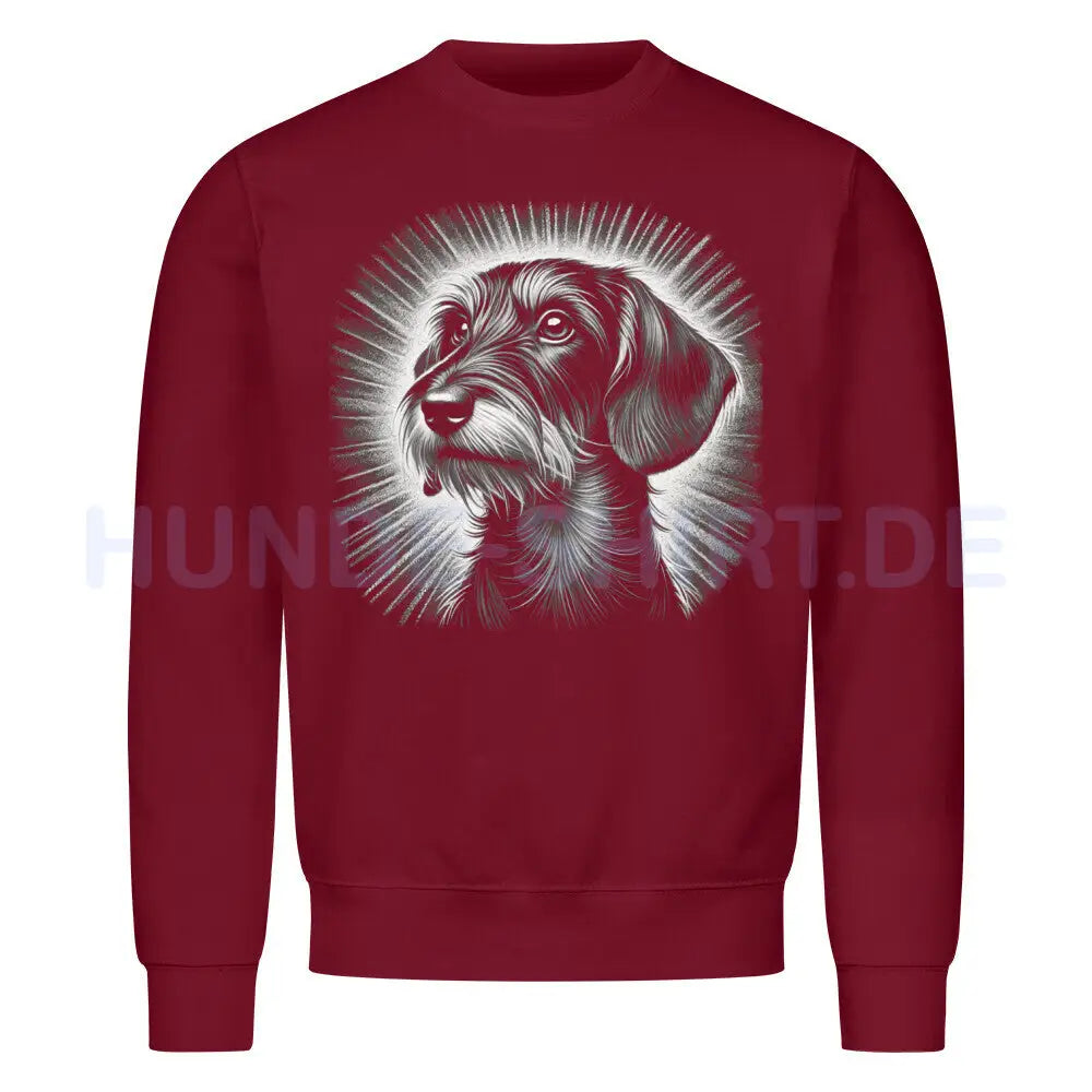 Premium Sweatshirt "Dackel ( Rauhhaar ) - Shine" Burgunder – hunde-shirt.de