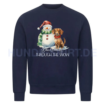 Premium Sweatshirt "Dackel - Through the snow" Navy Blue – hunde-shirt.de