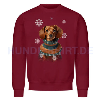 Premium Sweatshirt "Dackel Winter 2" Burgunder – hunde-shirt.de