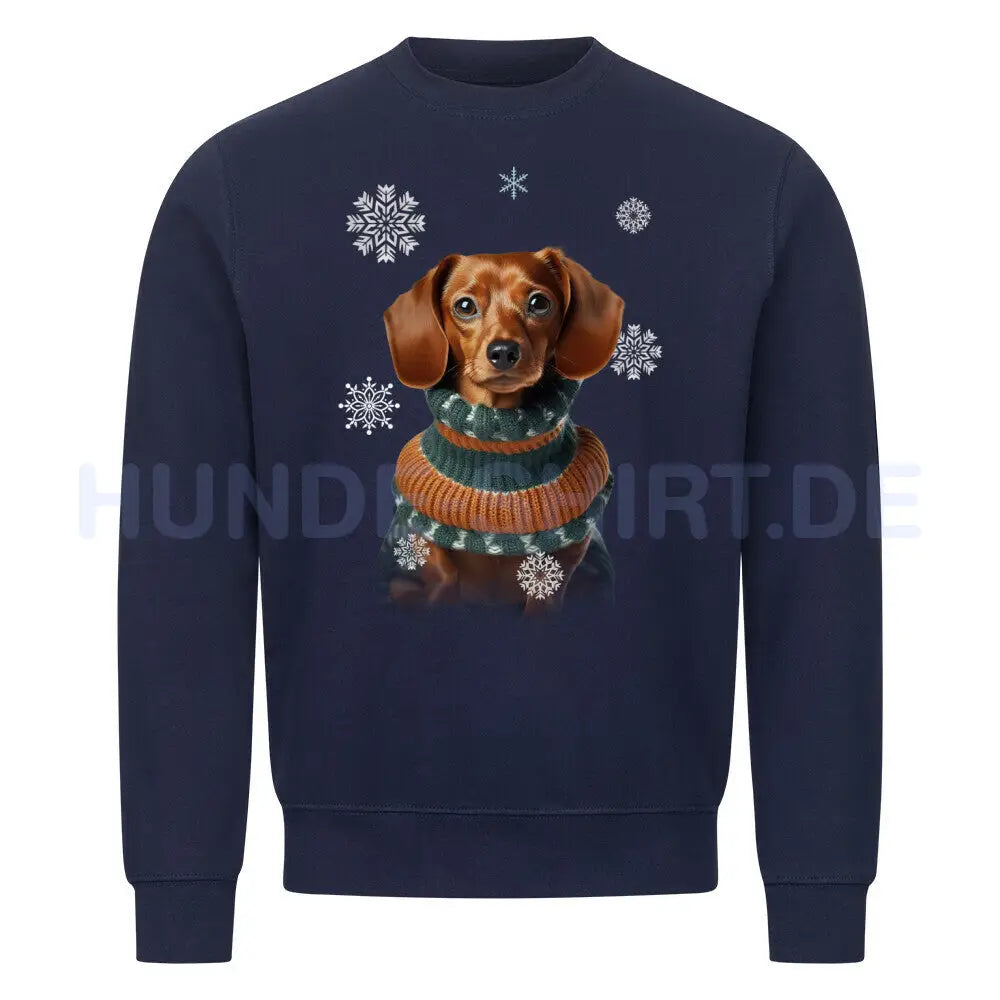 Premium Sweatshirt "Dackel Winter 2" Navy Blue – hunde-shirt.de