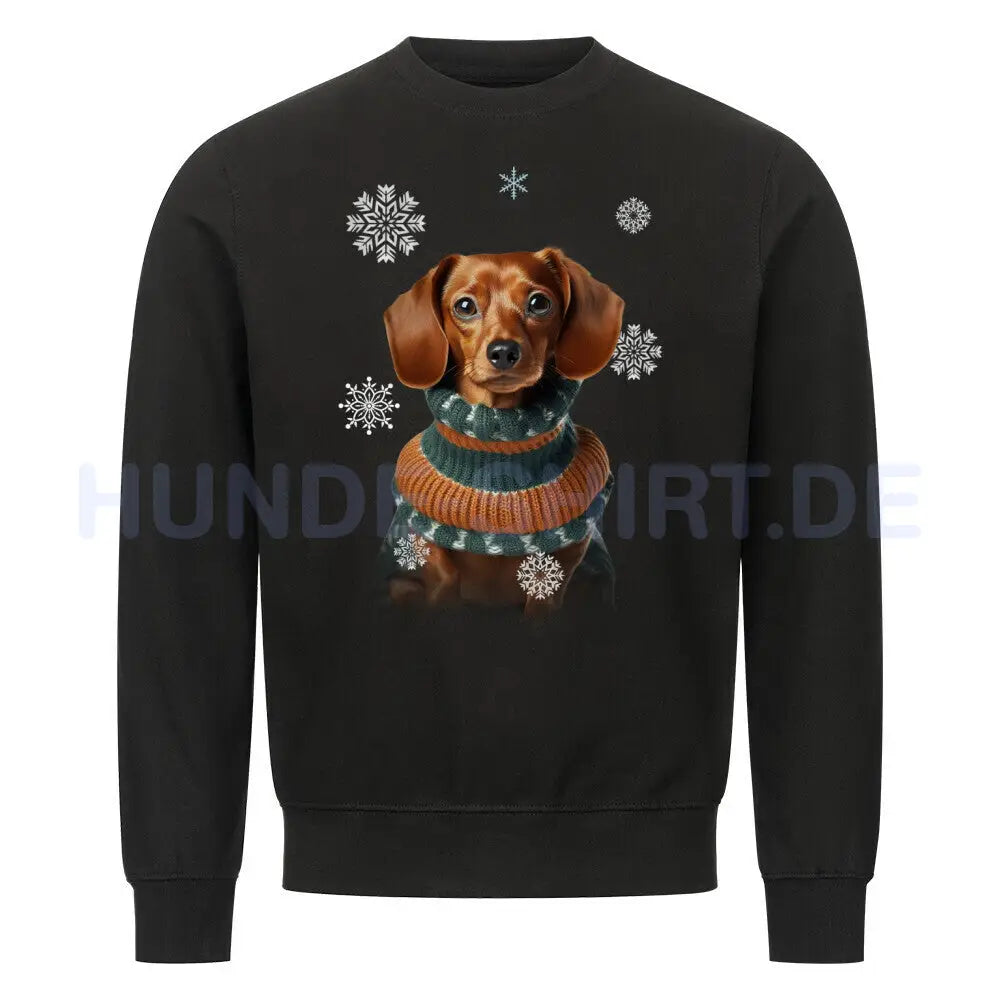 Premium Sweatshirt "Dackel Winter 2" Schwarz – hunde-shirt.de