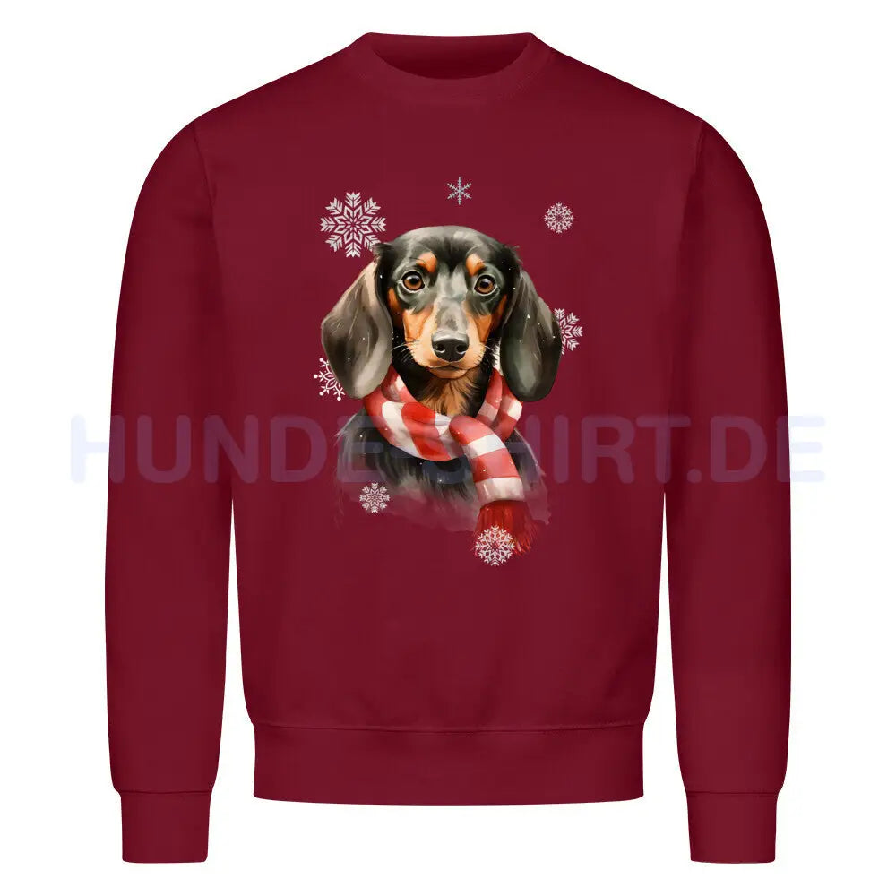 Premium Sweatshirt "Dackel Winter 3" Burgunder – hunde-shirt.de