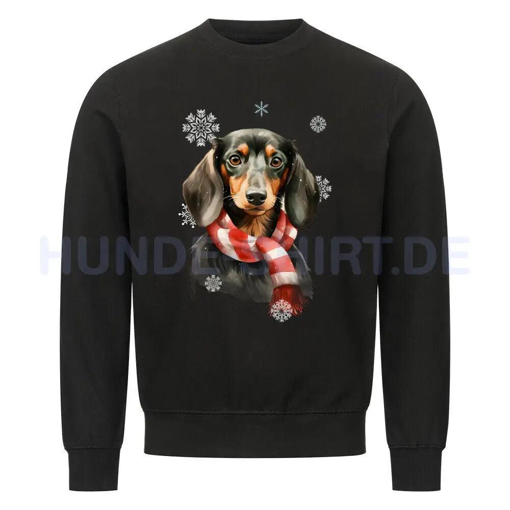 Premium Sweatshirt "Dackel Winter 3" Schwarz – hunde-shirt.de