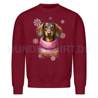 Premium Sweatshirt "Dackel Winter" Burgunder – hunde-shirt.de