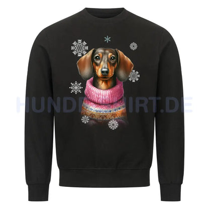 Premium Sweatshirt "Dackel Winter" Schwarz – hunde-shirt.de