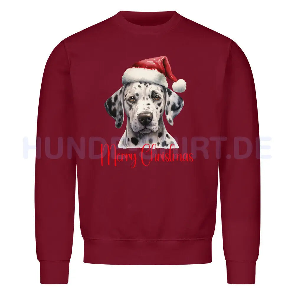 Premium Sweatshirt "Dalmatiner - Merry Christmas" Burgunder – hunde-shirt.de