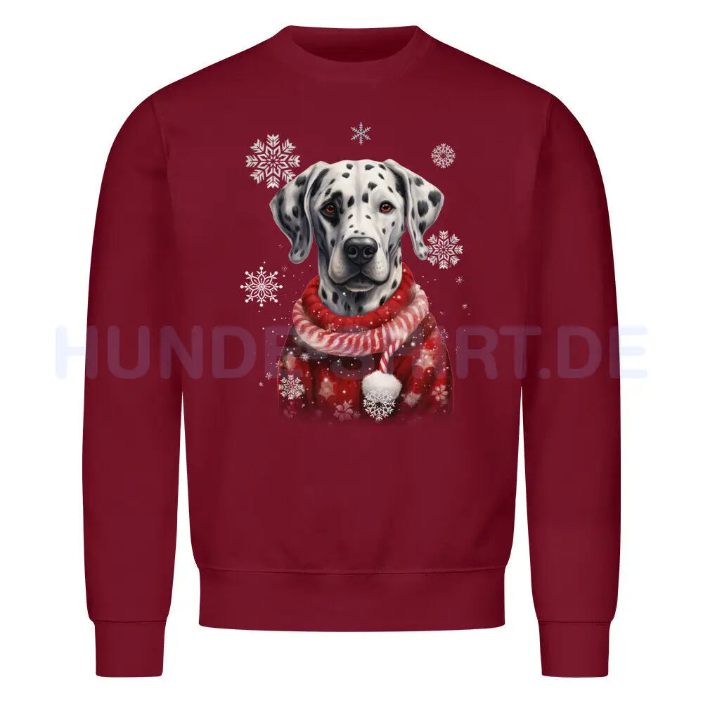 Premium Sweatshirt "Dalmatiner Winter" Burgunder – hunde-shirt.de