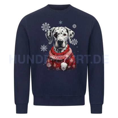 Premium Sweatshirt "Dalmatiner Winter" Navy Blue – hunde-shirt.de