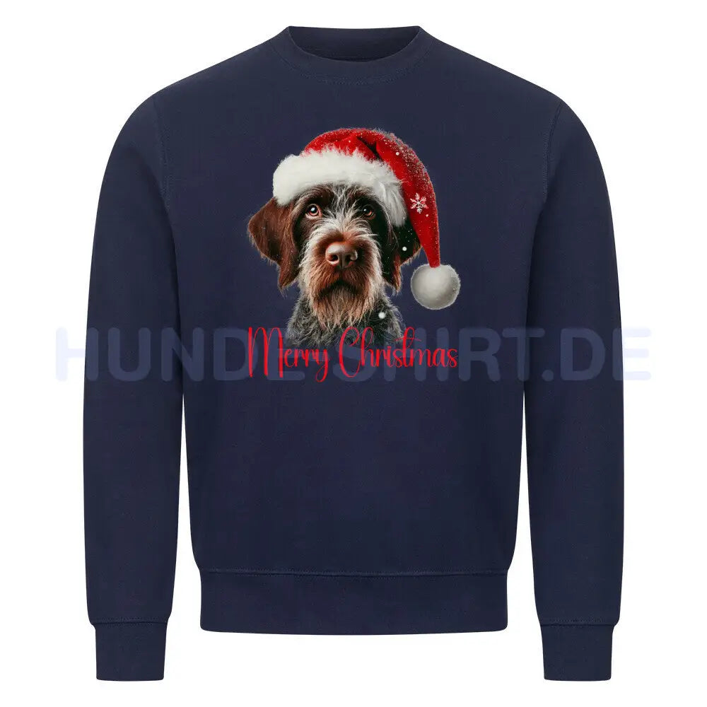 Premium Sweatshirt "Deutsch Drahthaar - Merry Christmas" Navy Blue – hunde-shirt.de