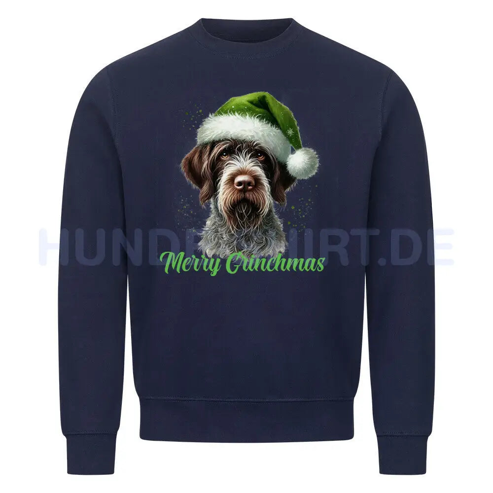 Premium Sweatshirt "Deutsch Drahthaar - Merry Grinchmas" Navy Blue – hunde-shirt.de