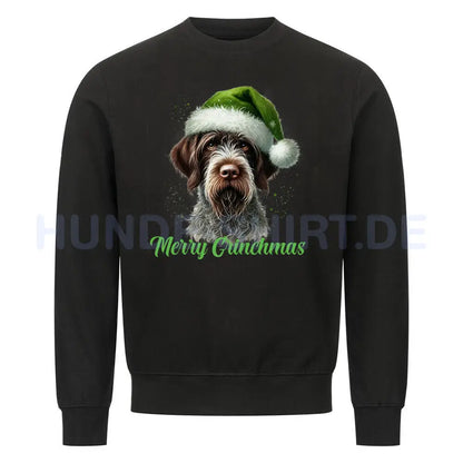 Premium Sweatshirt "Deutsch Drahthaar - Merry Grinchmas" Schwarz – hunde-shirt.de