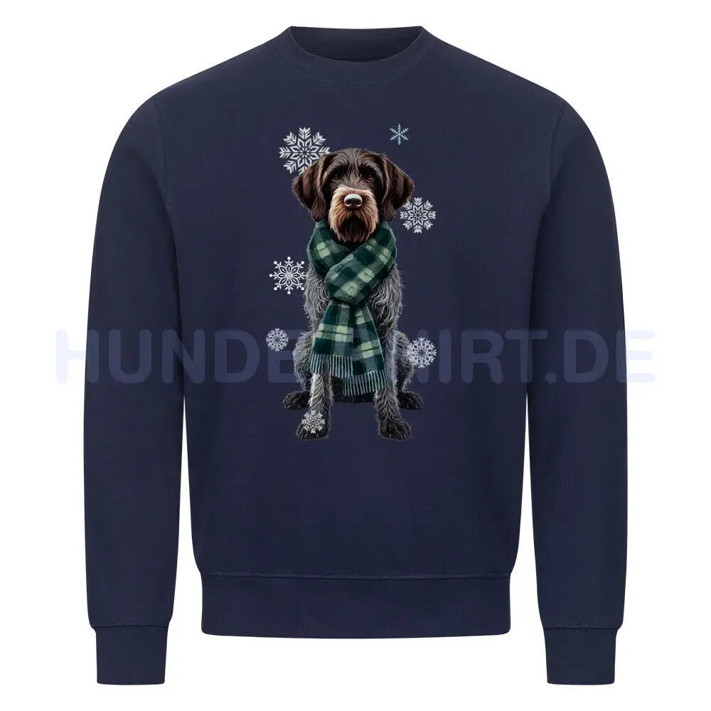 Premium Sweatshirt "Deutsch Drahthaar Winter" Navy Blue – hunde-shirt.de