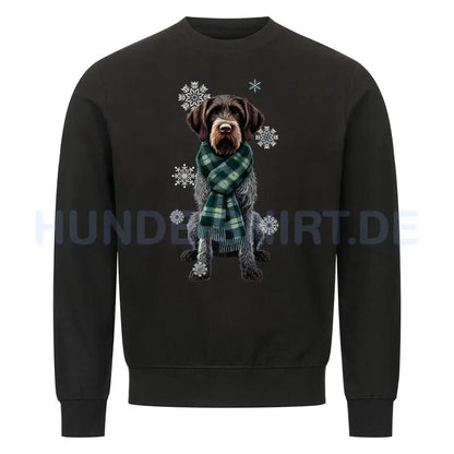 Premium Sweatshirt "Deutsch Drahthaar Winter" Schwarz – hunde-shirt.de