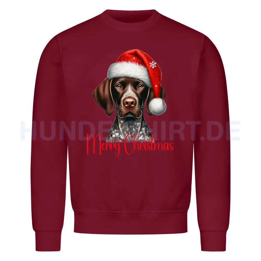 Premium Sweatshirt "Deutsch Kurzhaar - Merry Christmas" Burgunder – hunde-shirt.de