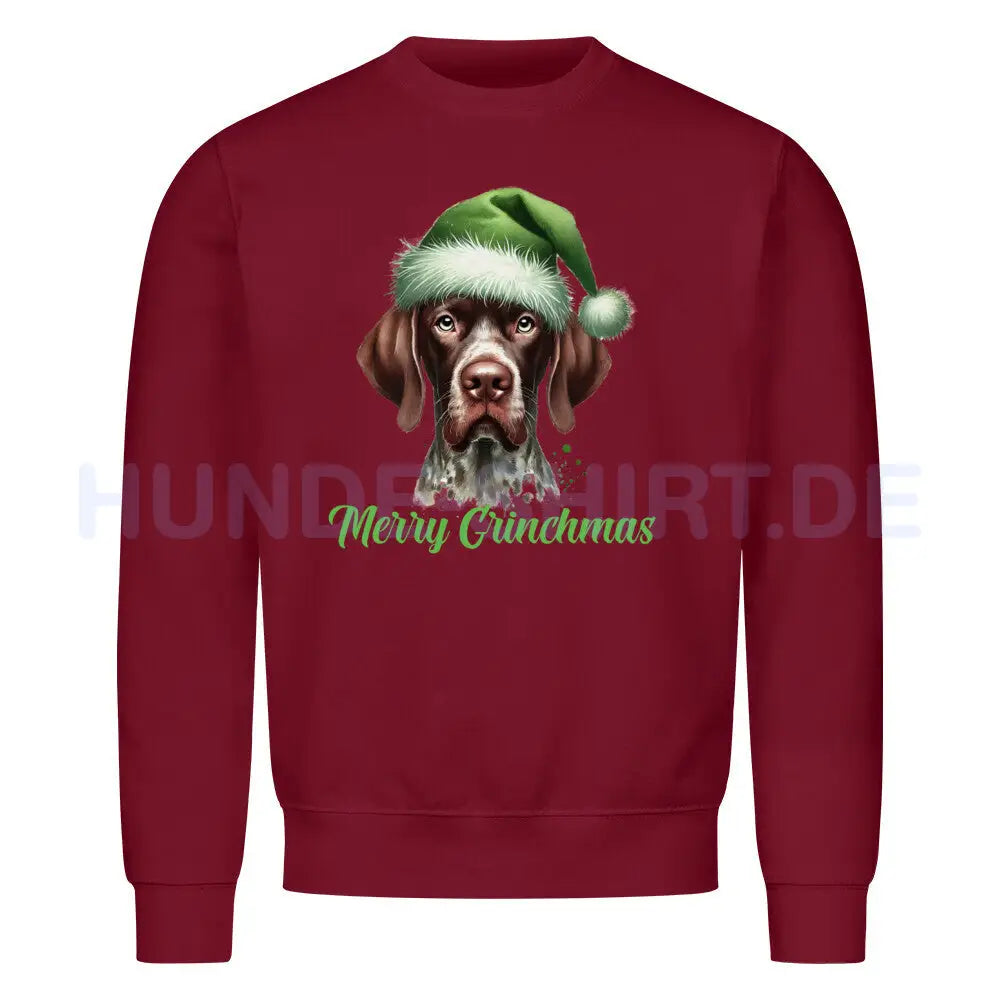 Premium Sweatshirt "Deutsch Kurzhaar - Merry Grinchmas" Burgunder – hunde-shirt.de