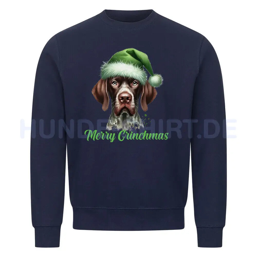 Premium Sweatshirt "Deutsch Kurzhaar - Merry Grinchmas" Navy Blue – hunde-shirt.de