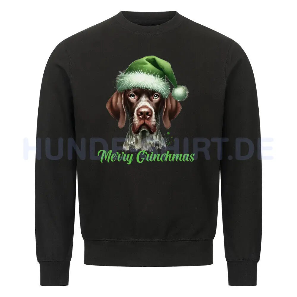 Premium Sweatshirt "Deutsch Kurzhaar - Merry Grinchmas" Schwarz – hunde-shirt.de