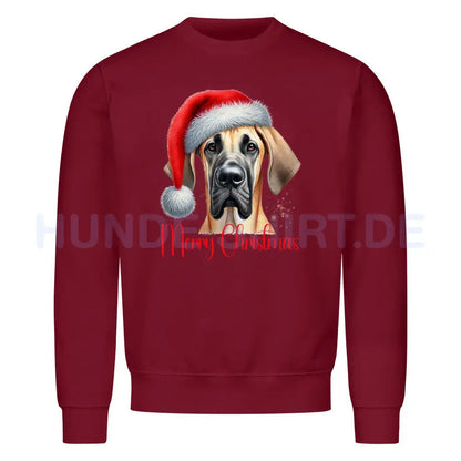 Premium Sweatshirt "Deutsche Dogge - Merry Christmas 2" Burgunder – hunde-shirt.de