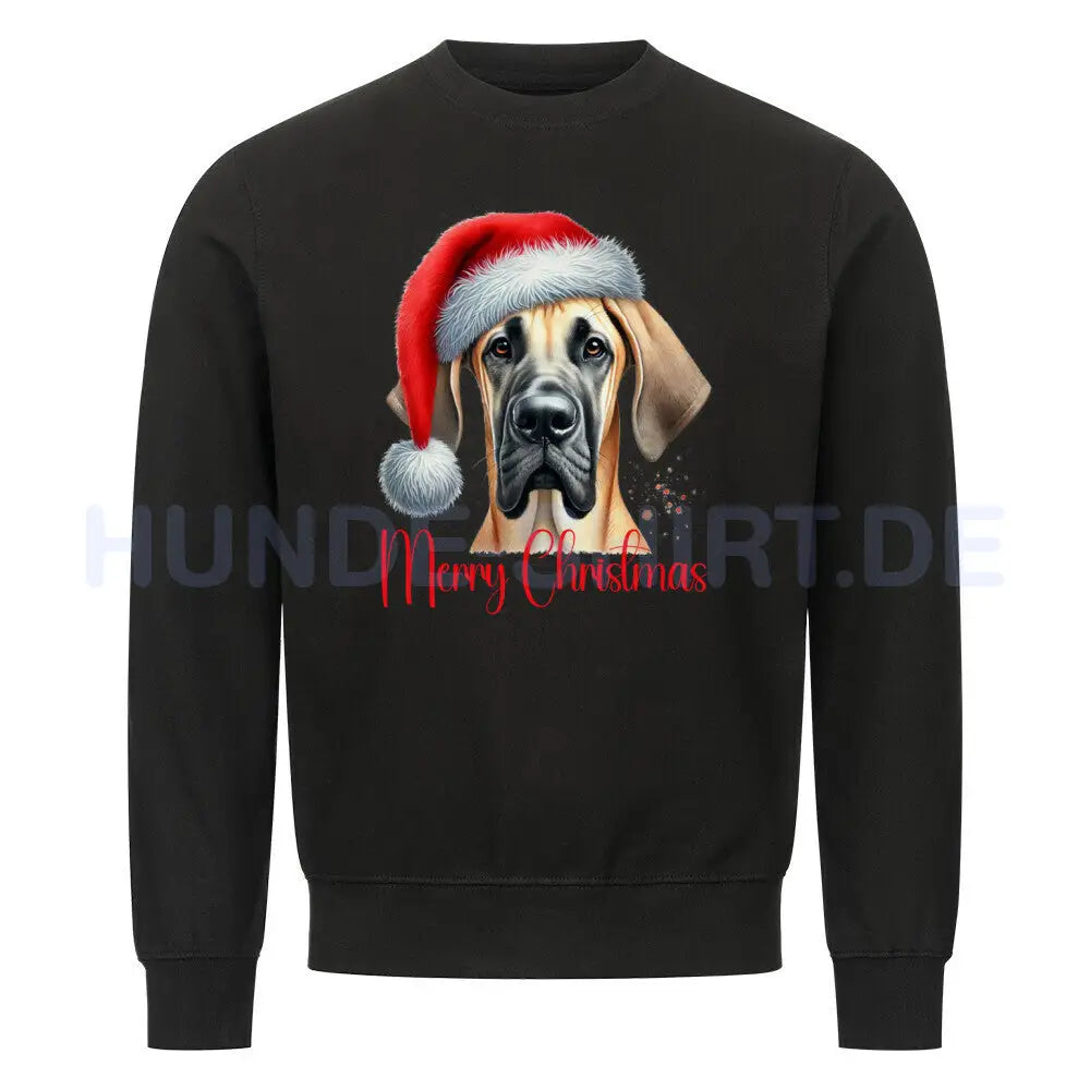 Premium Sweatshirt "Deutsche Dogge - Merry Christmas 2" Schwarz – hunde-shirt.de