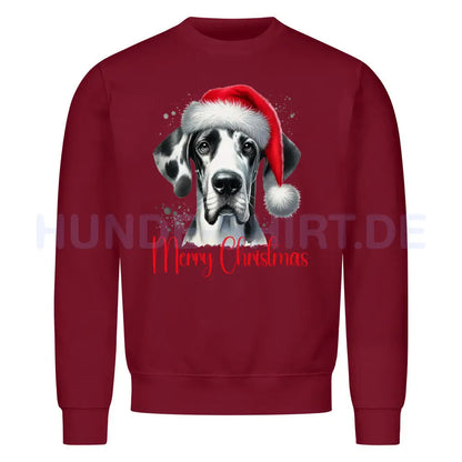 Premium Sweatshirt "Deutsche Dogge - Merry Christmas" Burgunder – hunde-shirt.de