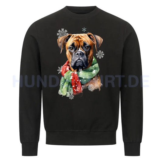 Premium Sweatshirt "Deutscher Boxer Winter" Schwarz – hunde-shirt.de