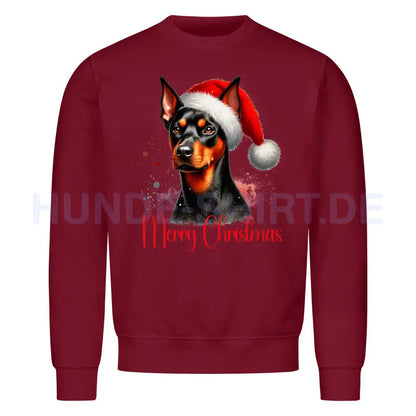 Premium Sweatshirt "Deutscher Pinscher - Merry Christmas" Burgunder – hunde-shirt.de