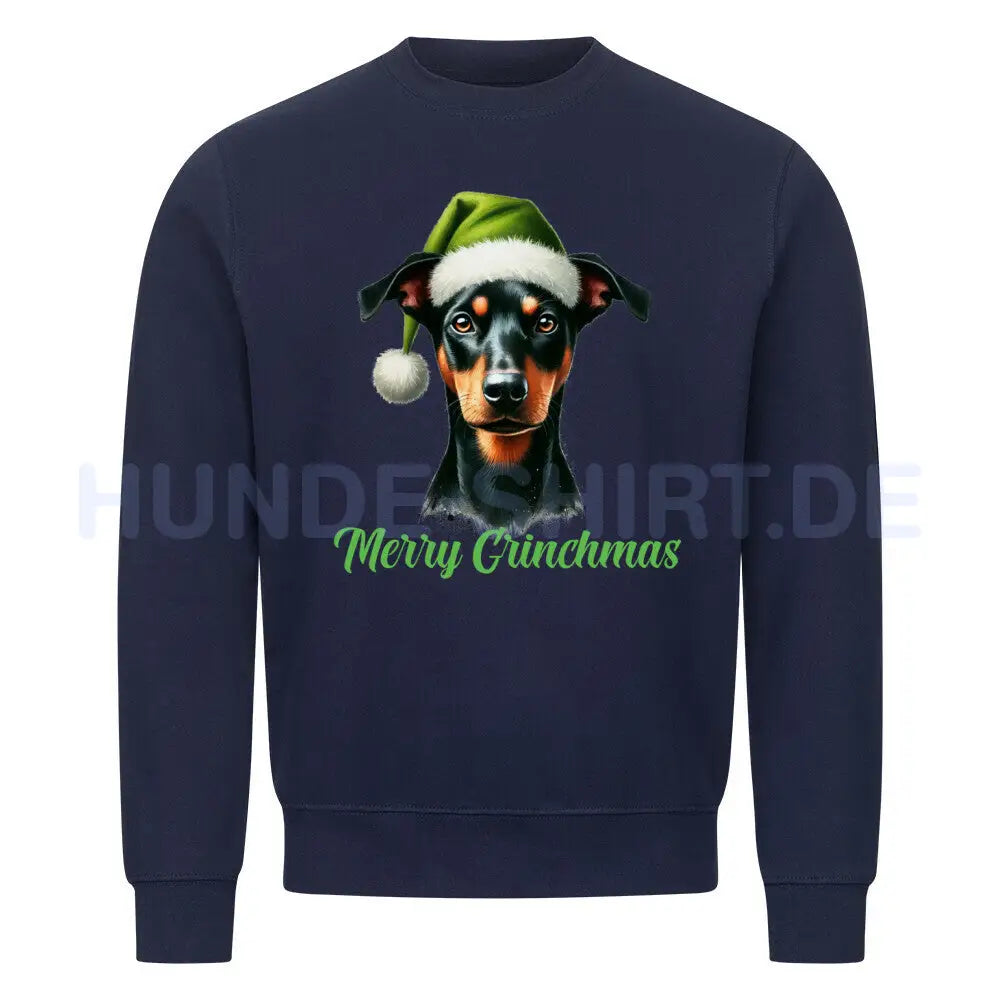 Premium Sweatshirt "Deutscher Pinscher - Merry Grinchmas" Navy Blue – hunde-shirt.de