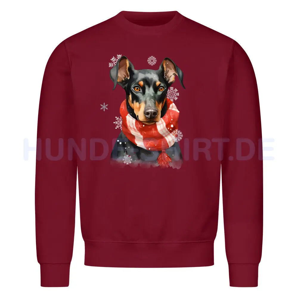 Premium Sweatshirt "Deutscher Pinscher Winter" Burgunder – hunde-shirt.de