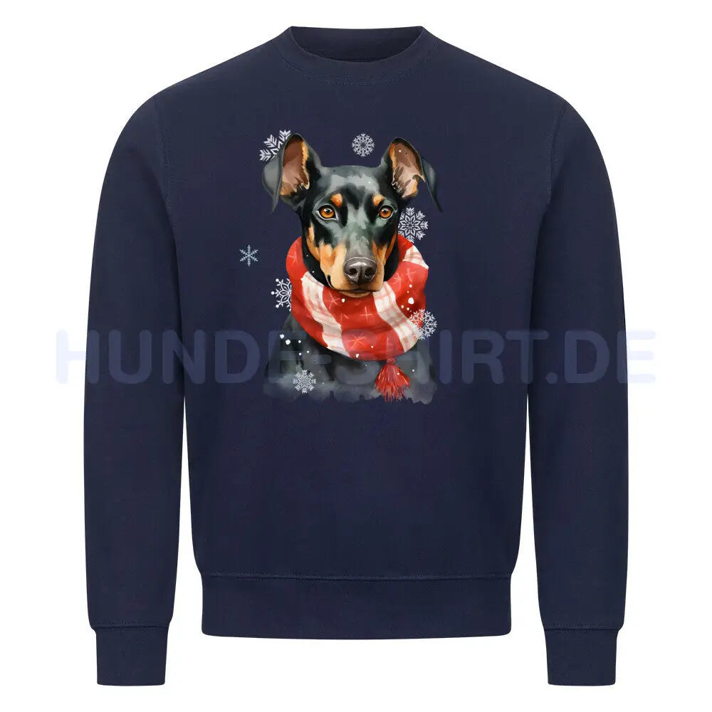 Premium Sweatshirt "Deutscher Pinscher Winter" Navy Blue – hunde-shirt.de