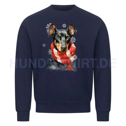 Premium Sweatshirt "Deutscher Pinscher Winter" Navy Blue – hunde-shirt.de